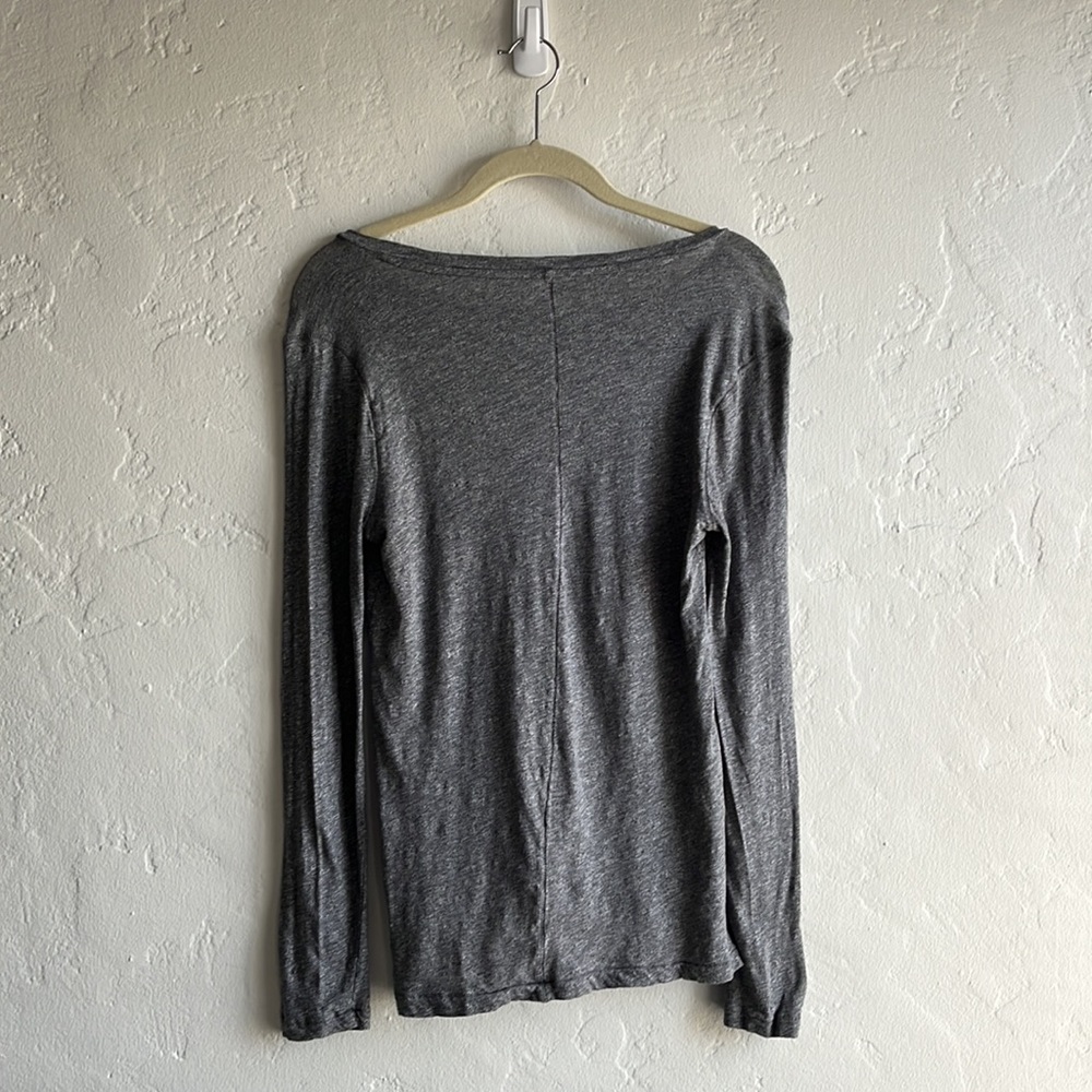 Madewell, Long Sleeve Heather Grey Tee with Split Side Seams, Size S - Picture 3 of 4